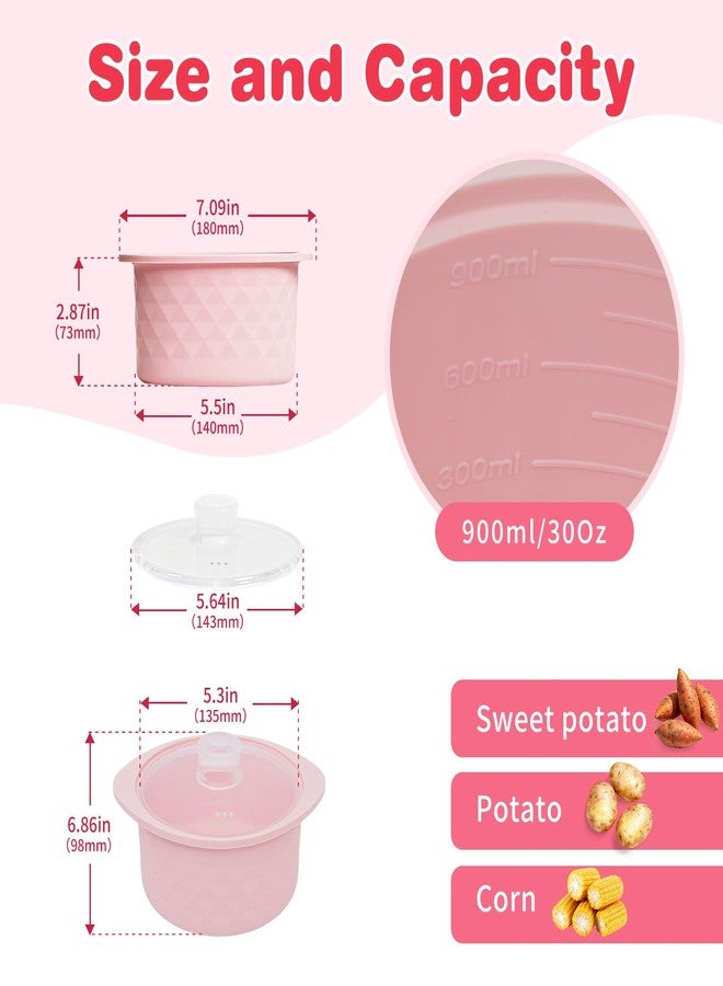 Ycgcp Silicone Microwave Steamer Pot with Handle & Lid, 30oz Microwave Steamer Bowl for Baby Food/Vegetables/Fish,Oven & Dishwasher Safe to 480°F, Easy Clean, 100% Food Grade (Light Pink) - Image 2